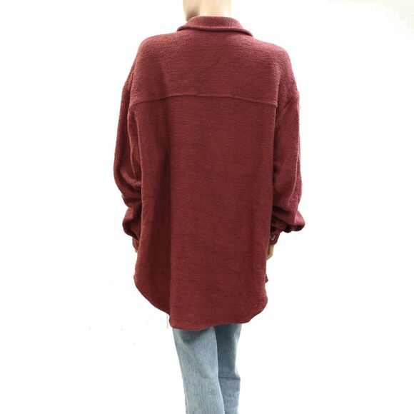 By Anthropologie Knit Shacket Shirt Tunic Top Long Sleeve Buttondown L 275697 - Picture 7 of 9